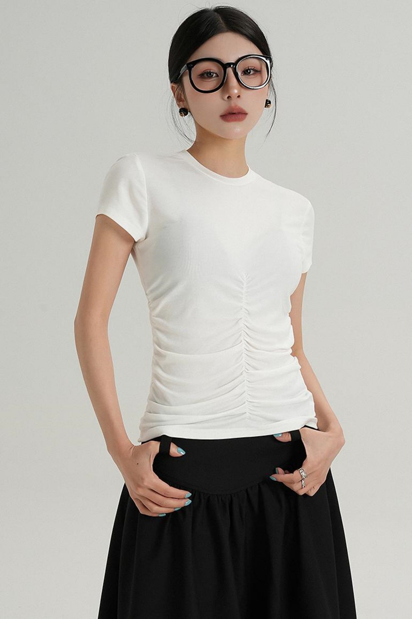 Slim Fit Wrinkle Design T-Shirt