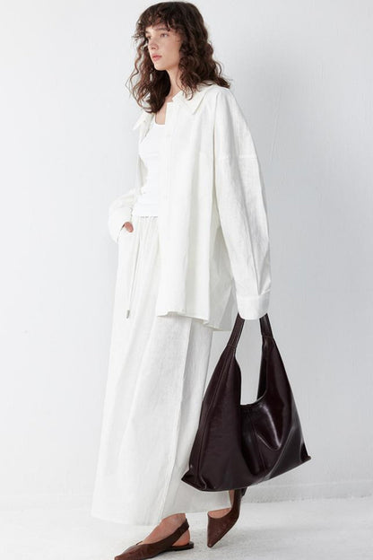 Ramie Layered Long Sleeve Shirt Set-Up