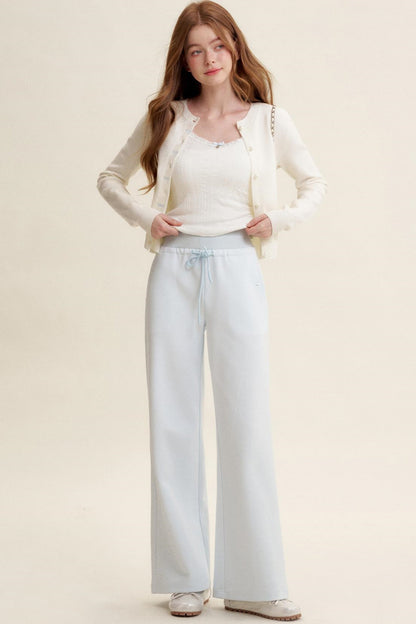 High-Waisted Macaron Cotton Blend Pants