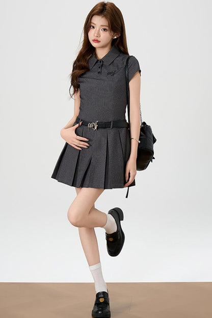 Summer Pleated Polo Dress