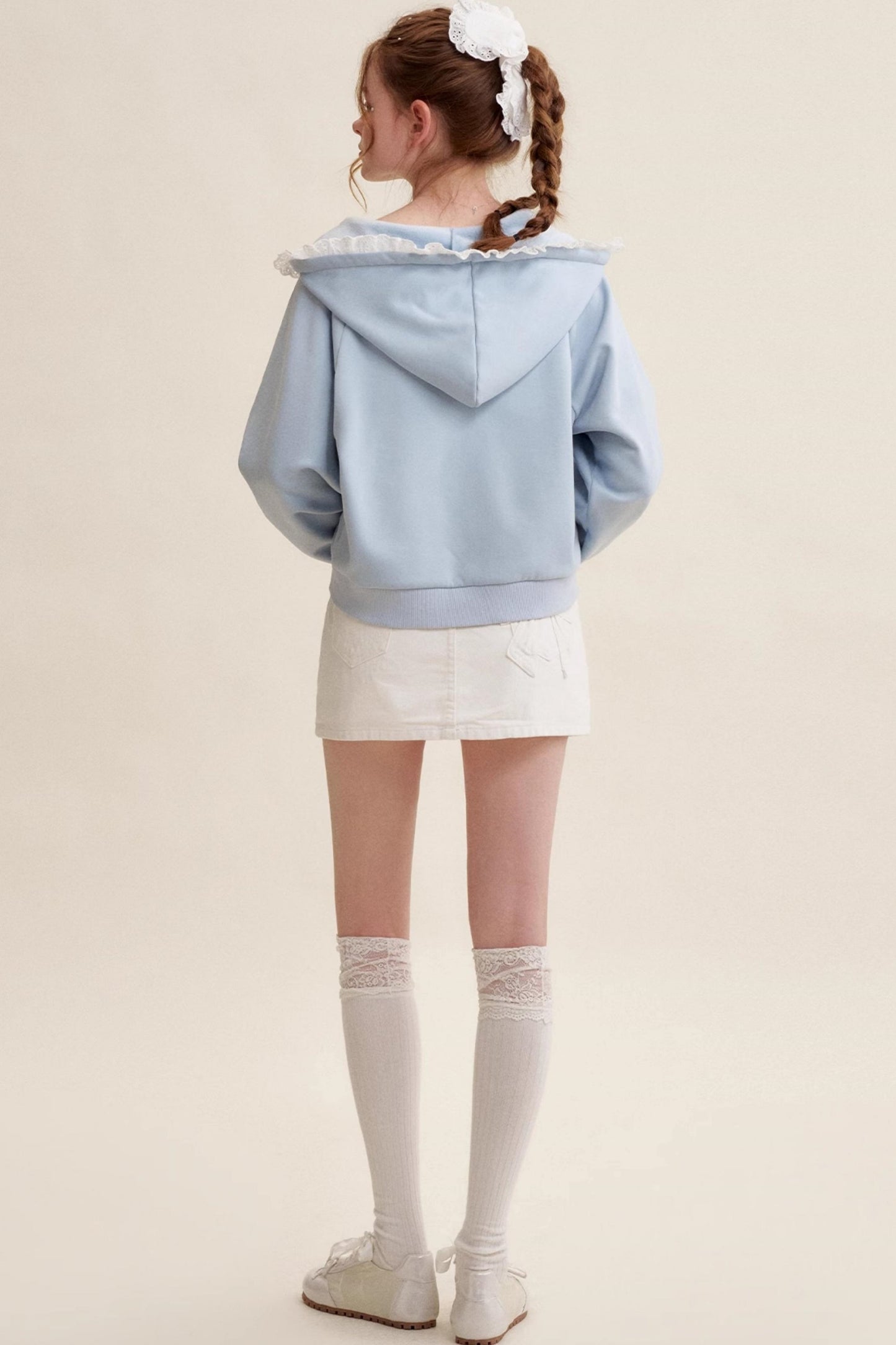 Bow Patch Denim Halter Skirt