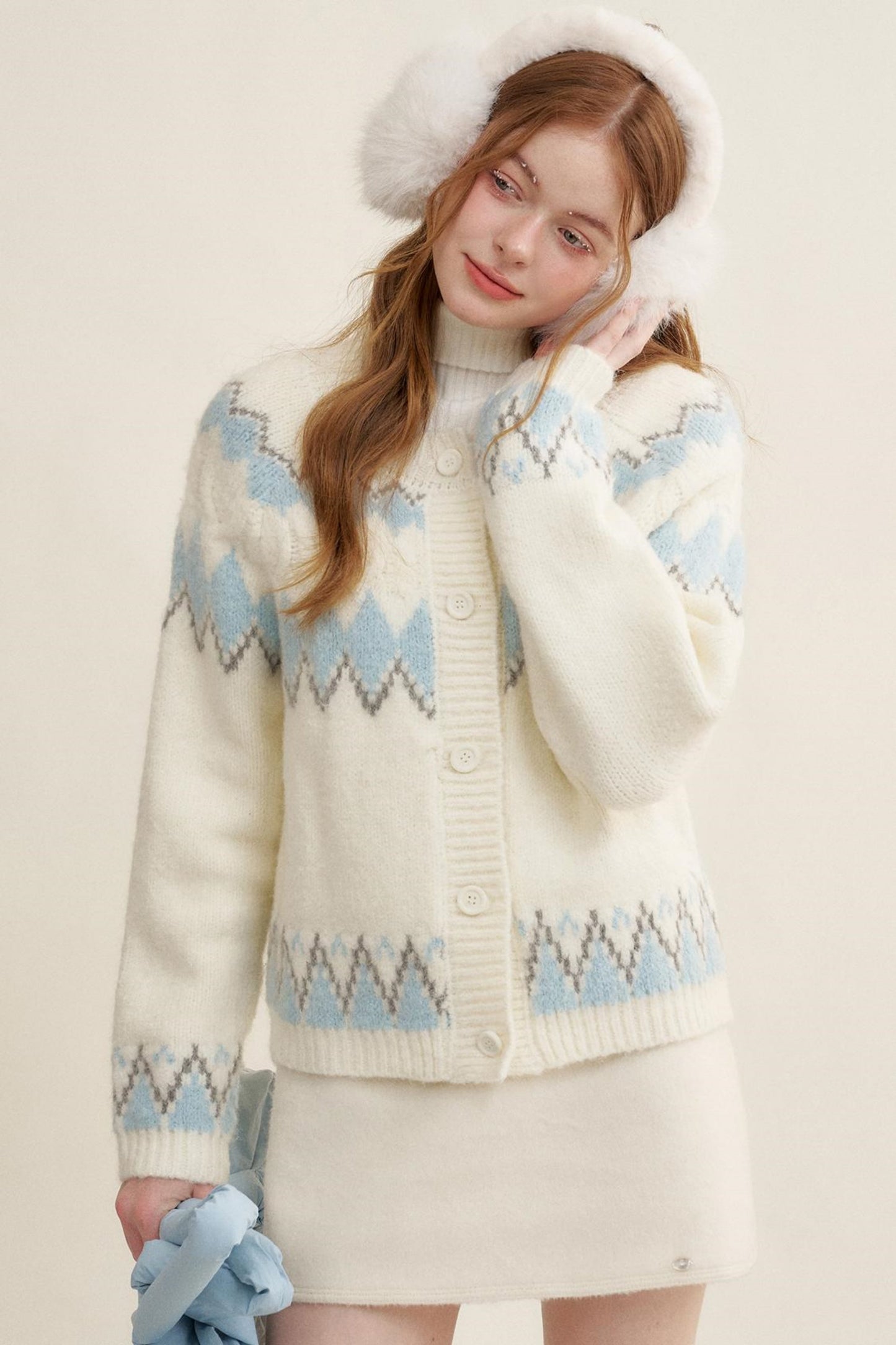 Cream Tweed A-Line Skirt