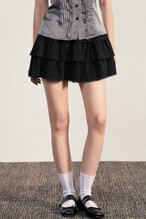 Vintage Pleated A-line Skirt