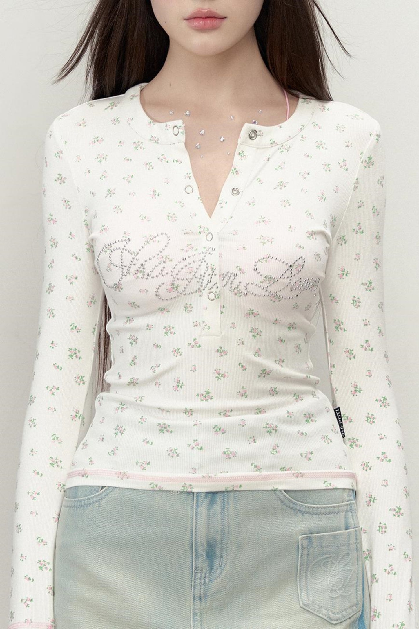 Floral Design Long Sleeve T-Shirt