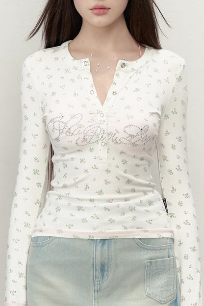 Floral Design Long Sleeve T-Shirt