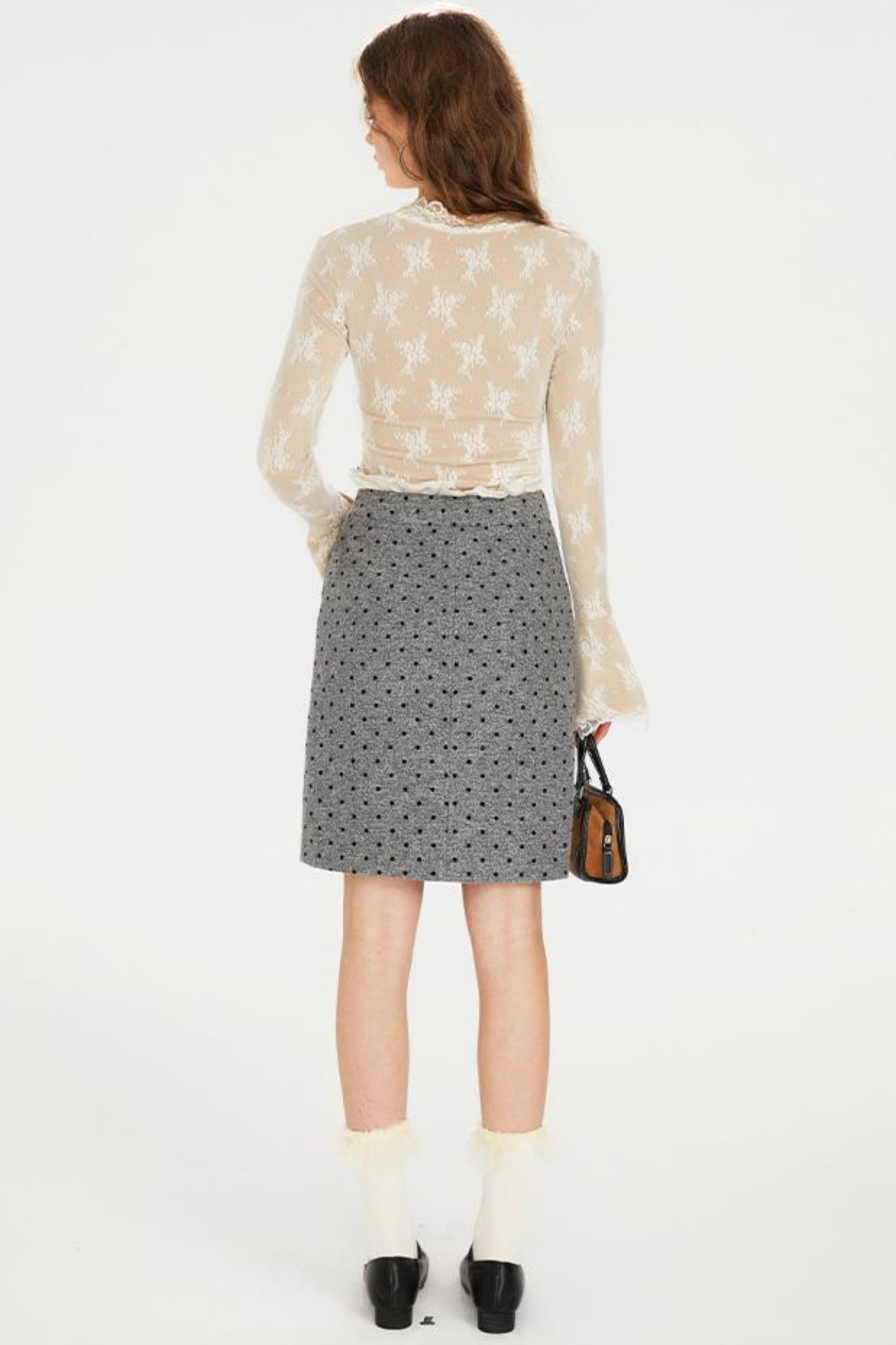 Polka Dot Tweed Skirt