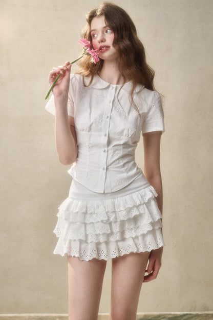 White Mint Cotton Lace Set-Up