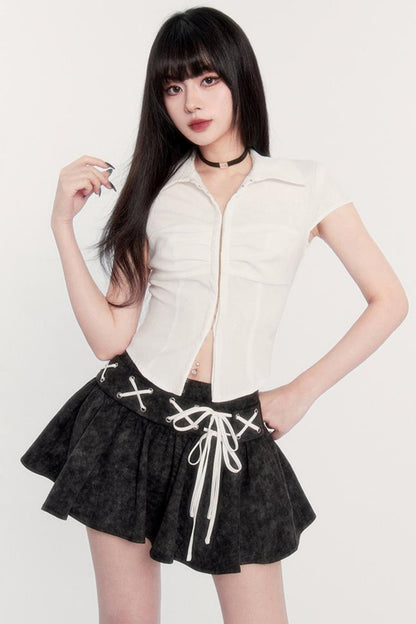 Waist Tight Top And Skirt Set-Up