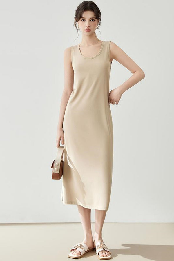 Flowy Knit Fabric Maxi Dress