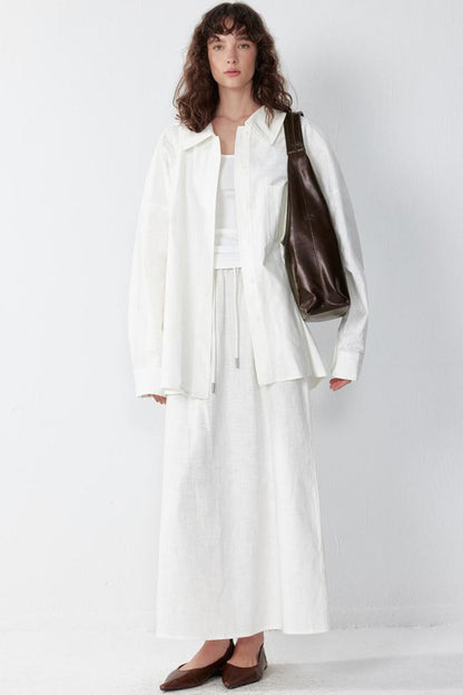 Ramie Layered Long Sleeve Shirt Set-Up