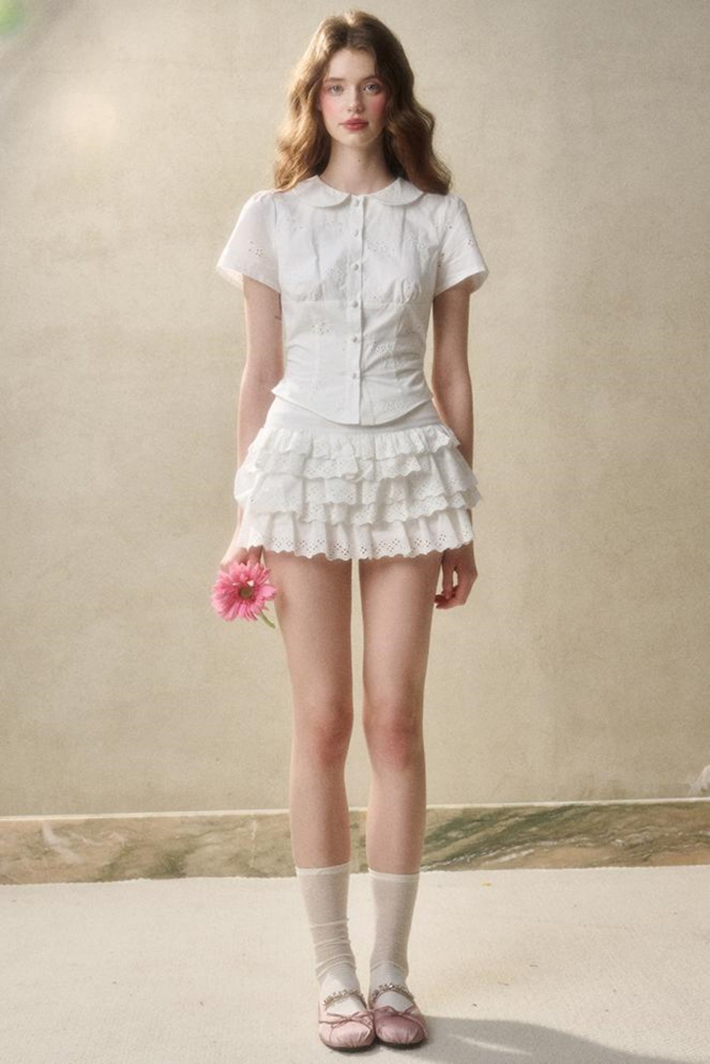 White Mint Cotton Lace Set-Up