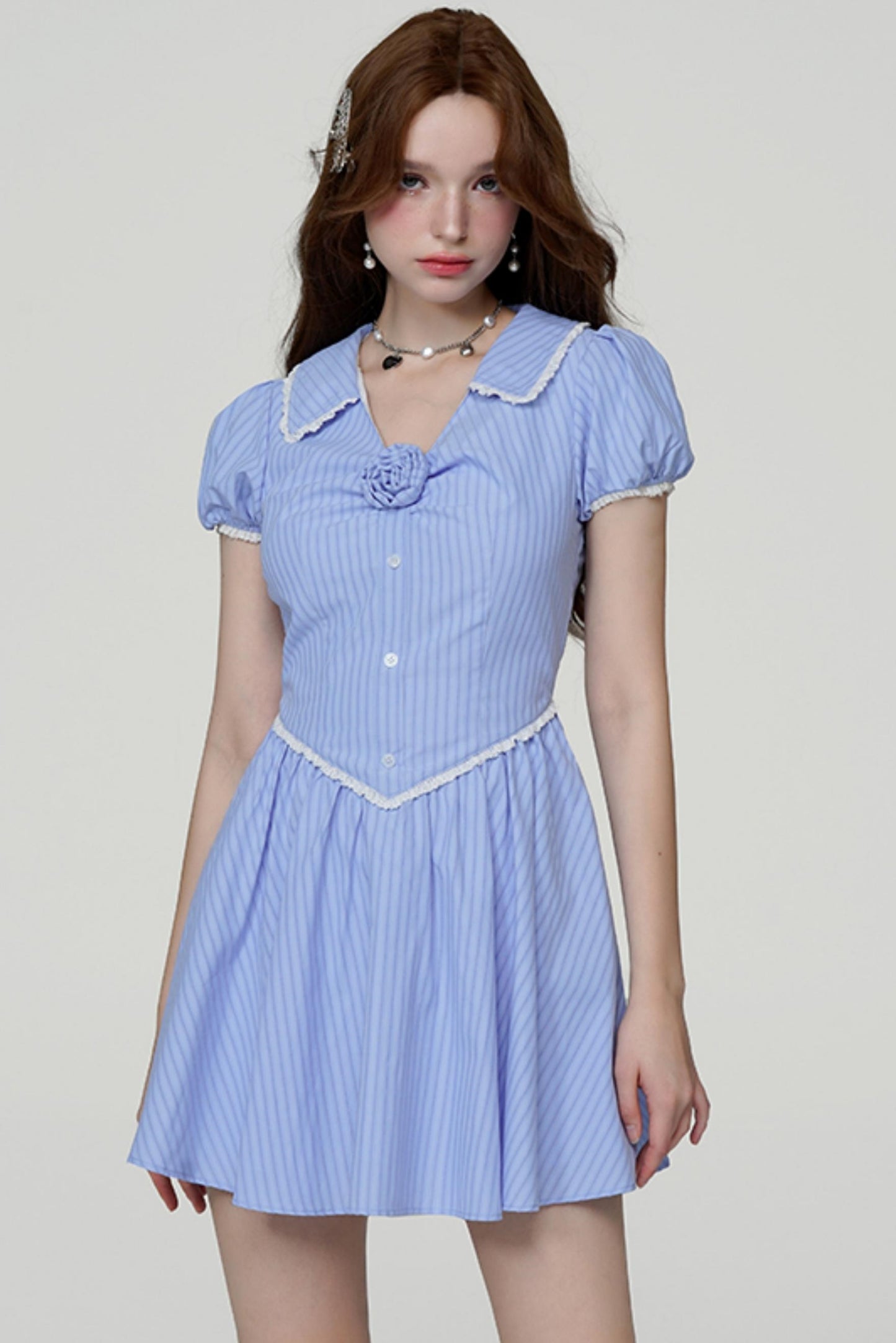 Rose Bubble Sleeve Dress