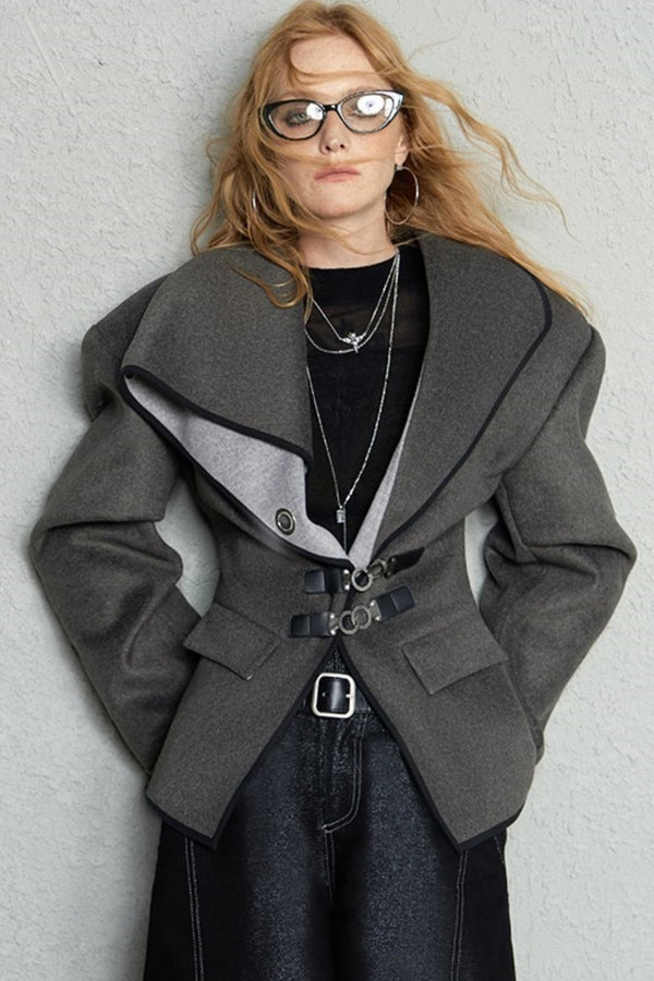 Kontrastierende Silhouette Tweedjacke 