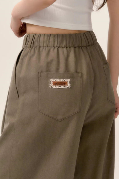 Lace-Trimmed Wide Leg Pants