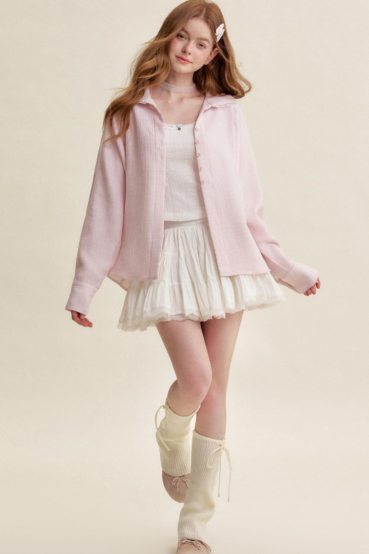 Ruffled Pink Lace Muscle Shirt