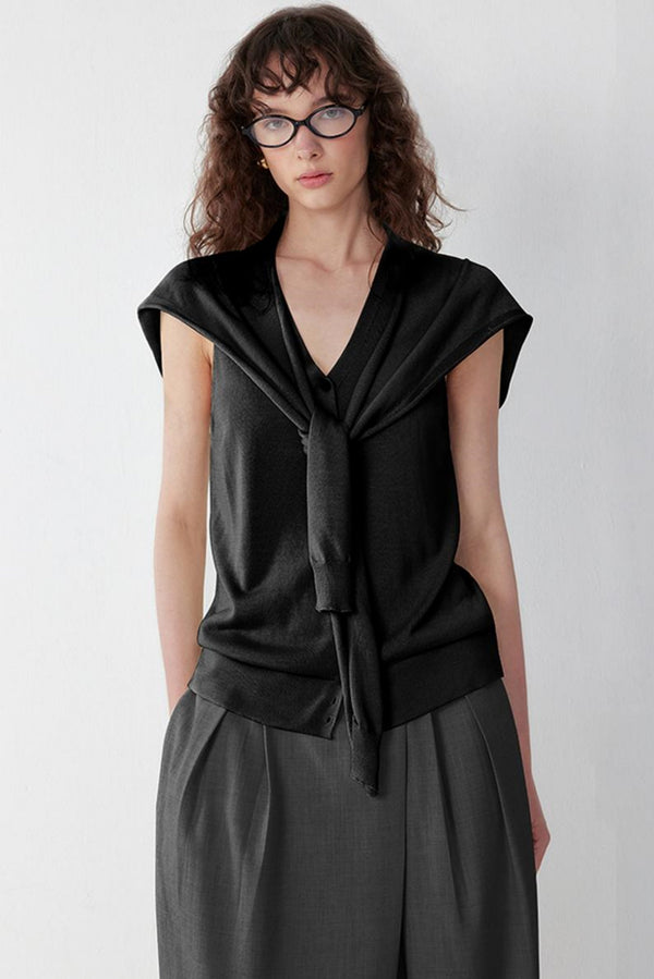 Luxury Knit Vest With Shawl Set-Up