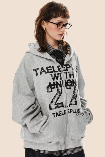 Nostalgic Gray Hooded Cardigan Jacket