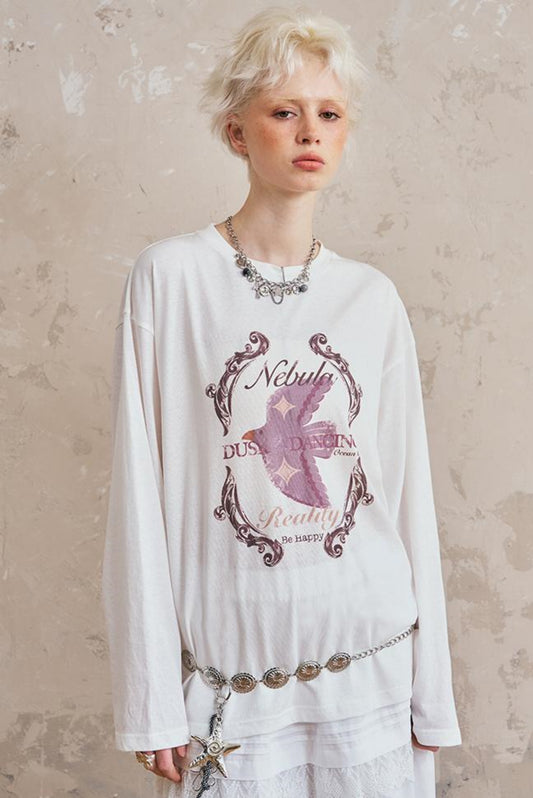 Swallow Print Long T Shirt