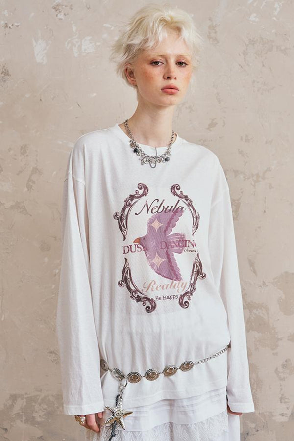 Swallow Print Long T Shirt