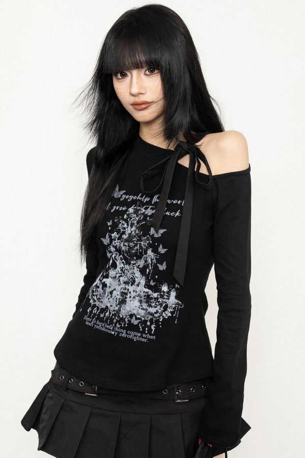 Black Slim Shoulder T-Shirt