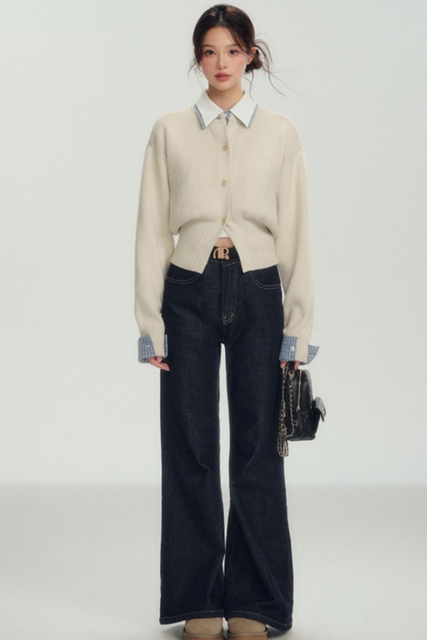 Fake Layered Shirt Sweater