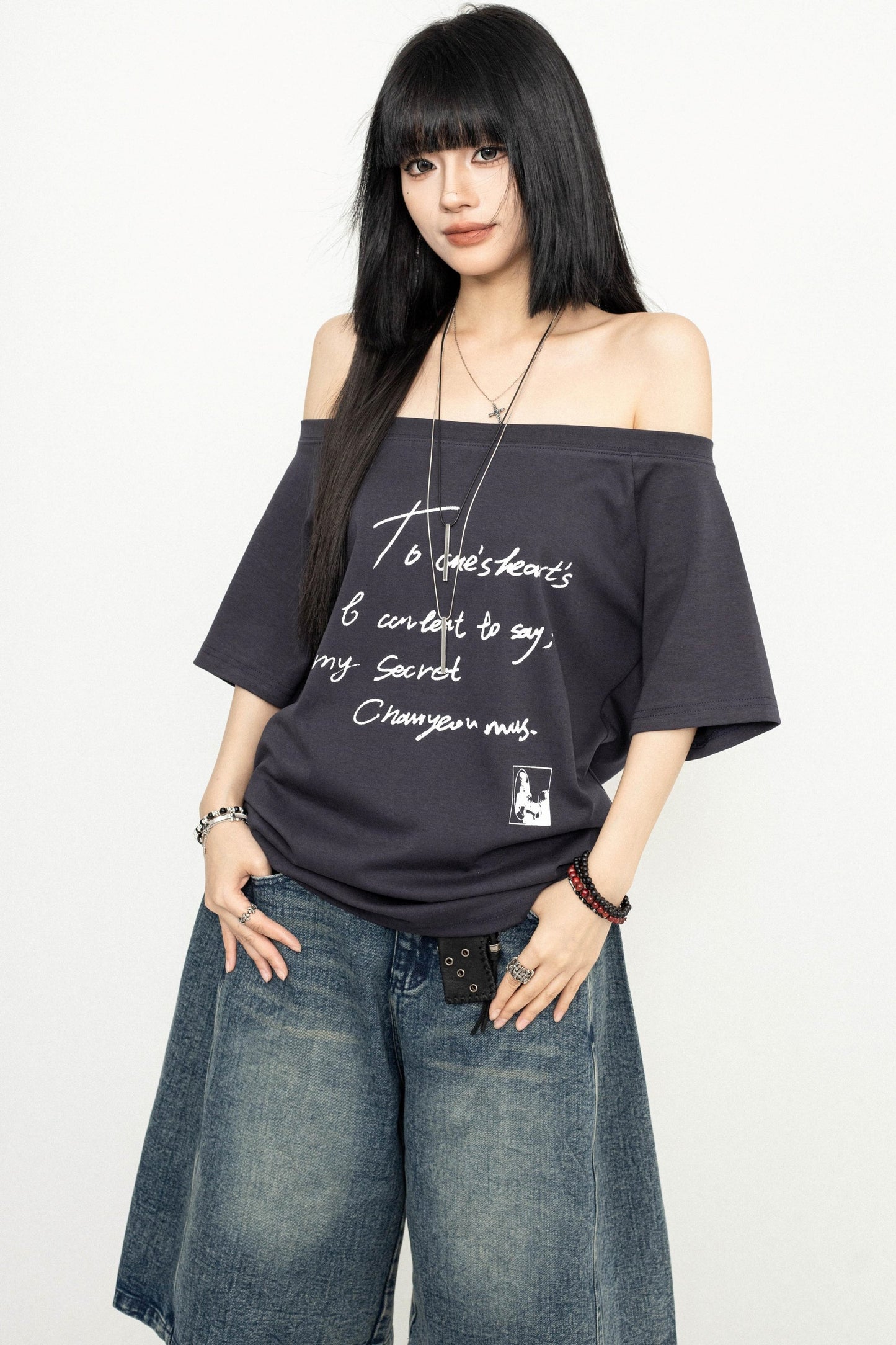 Y2K Off-Shoulder T-Shirt