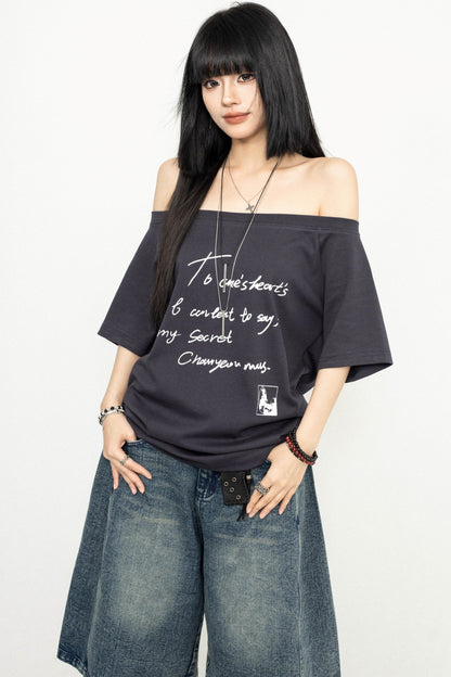 Y2K Off-Shoulder T-Shirt