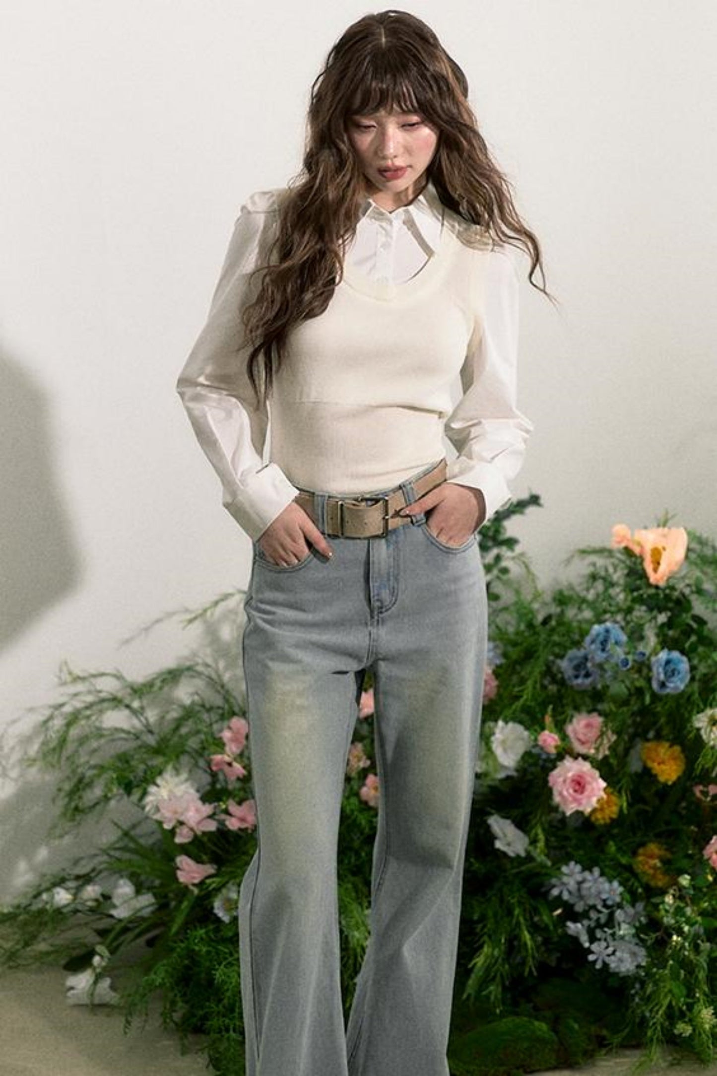 Layered Knit Vest With Skirt Set-Up