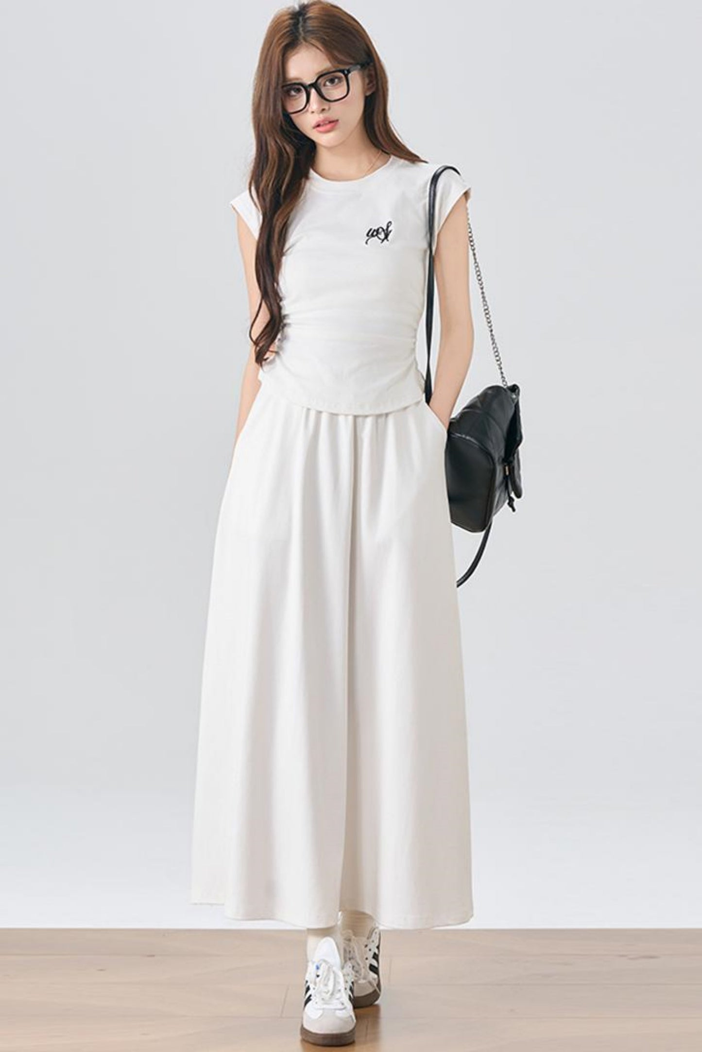 Flowy Sleeve Top And A-Line Skirt Set-Up