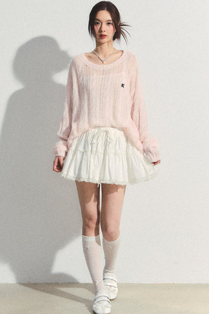 Pink Mohair Cowl Top