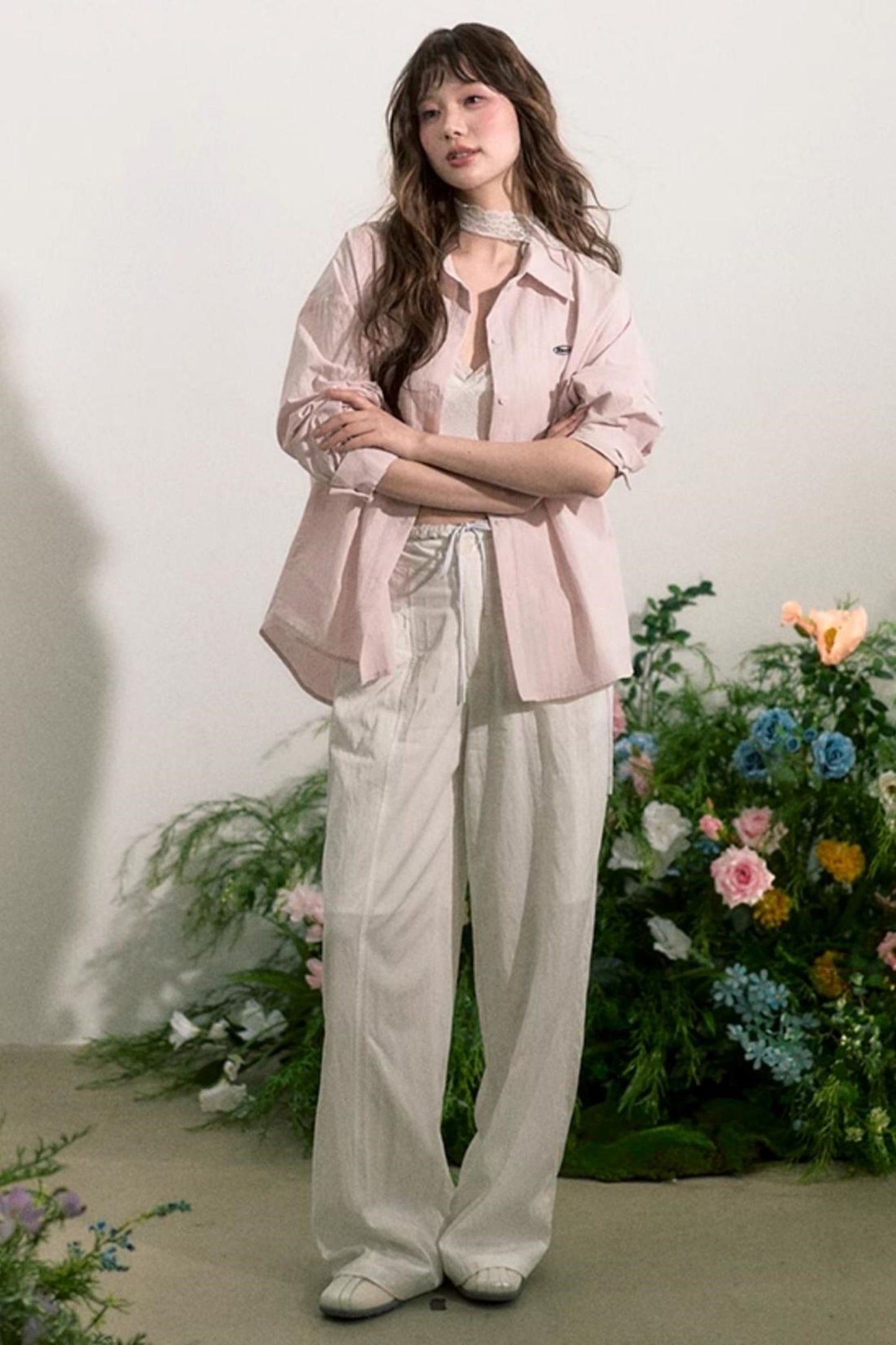 Lace-Trim Wide-Leg Pants