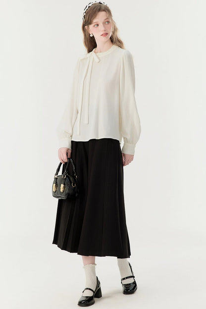 Spring Pleated A-Line Skirt