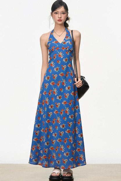 Halter Floral Slim Fit Dress Set-Up