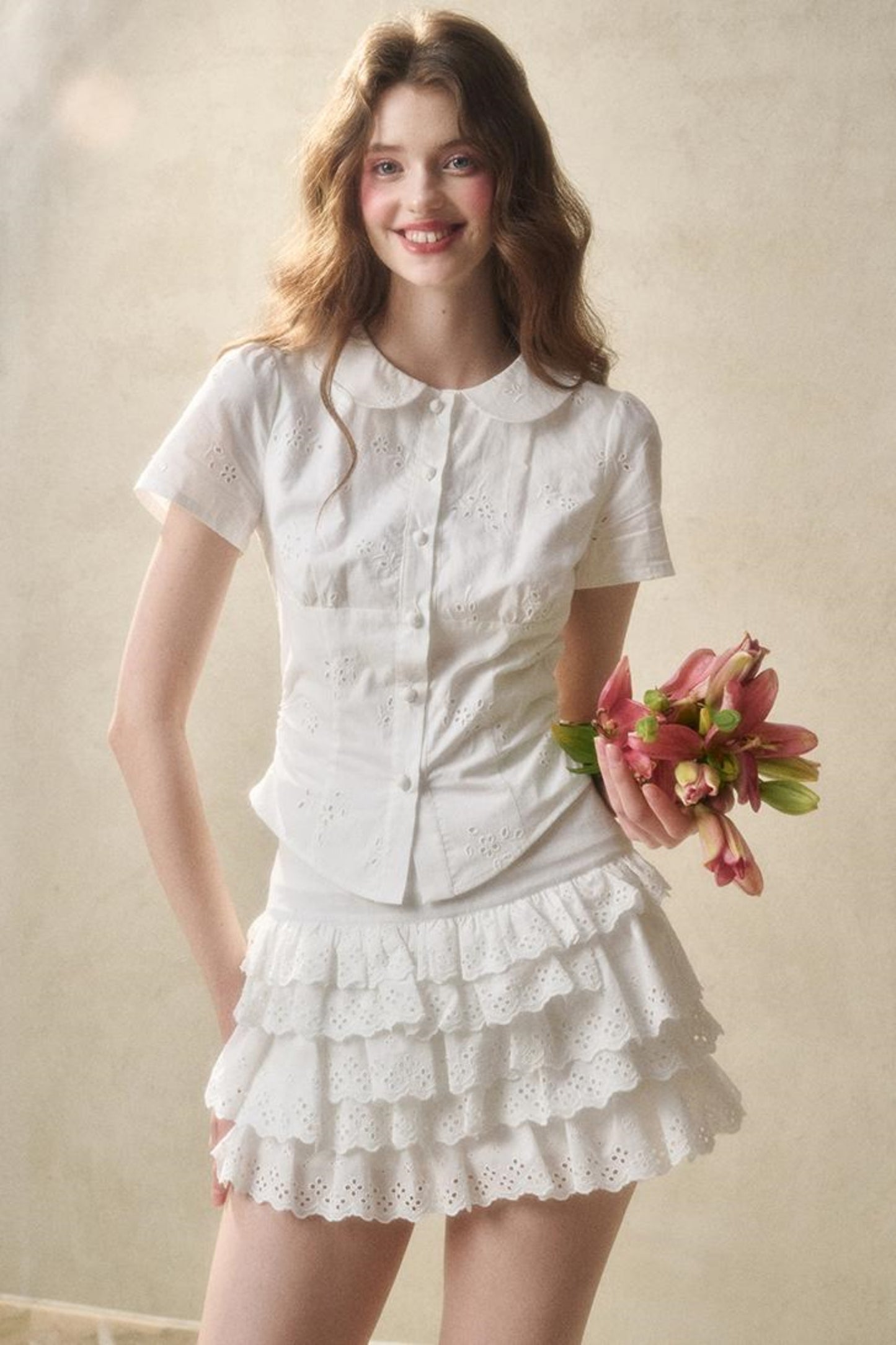 White Mint Cotton Lace Set-Up