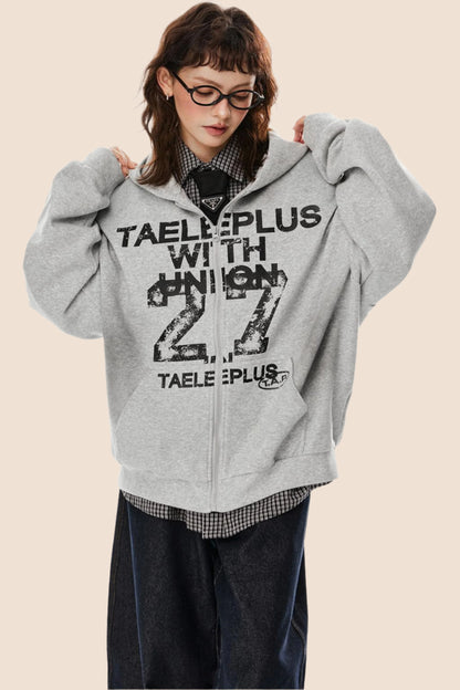 Nostalgic Gray Hooded Cardigan Jacket