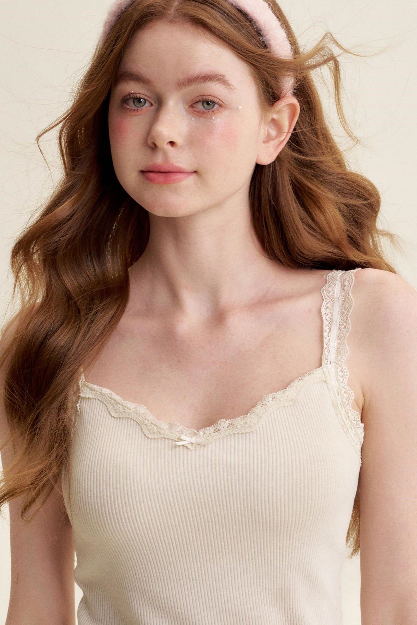 Padded Lace Trim Bow Camisole