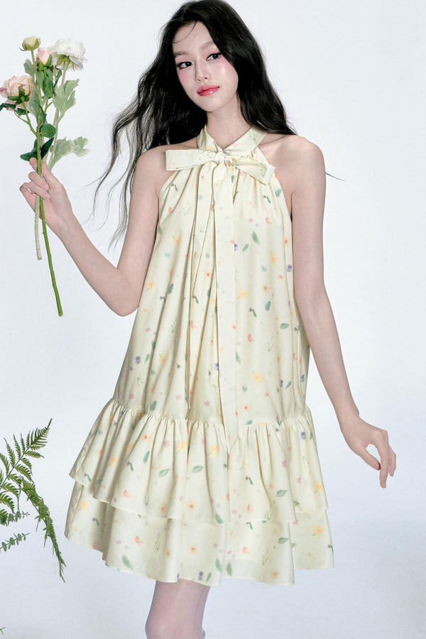 Vacation Floral Bow Dress