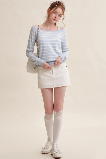 Bow Patch Denim Halter Skirt