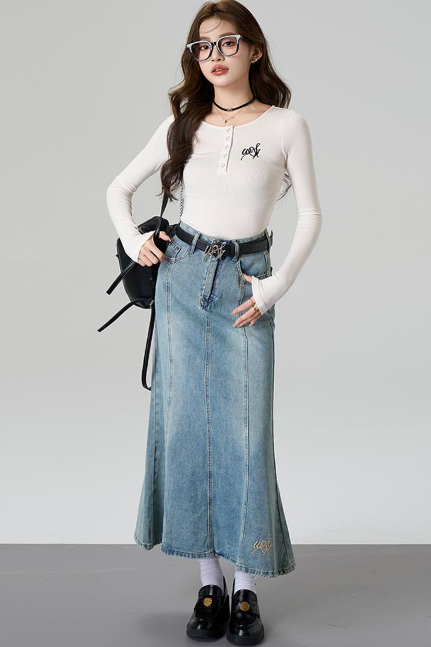 Vintage Fishtail Denim Skirt