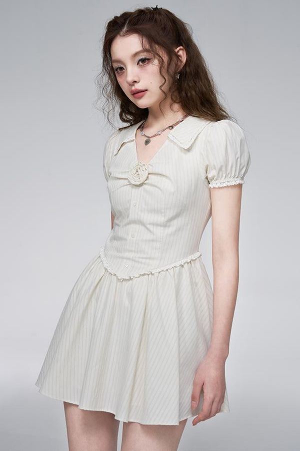 Rose Bubble Sleeve Dress