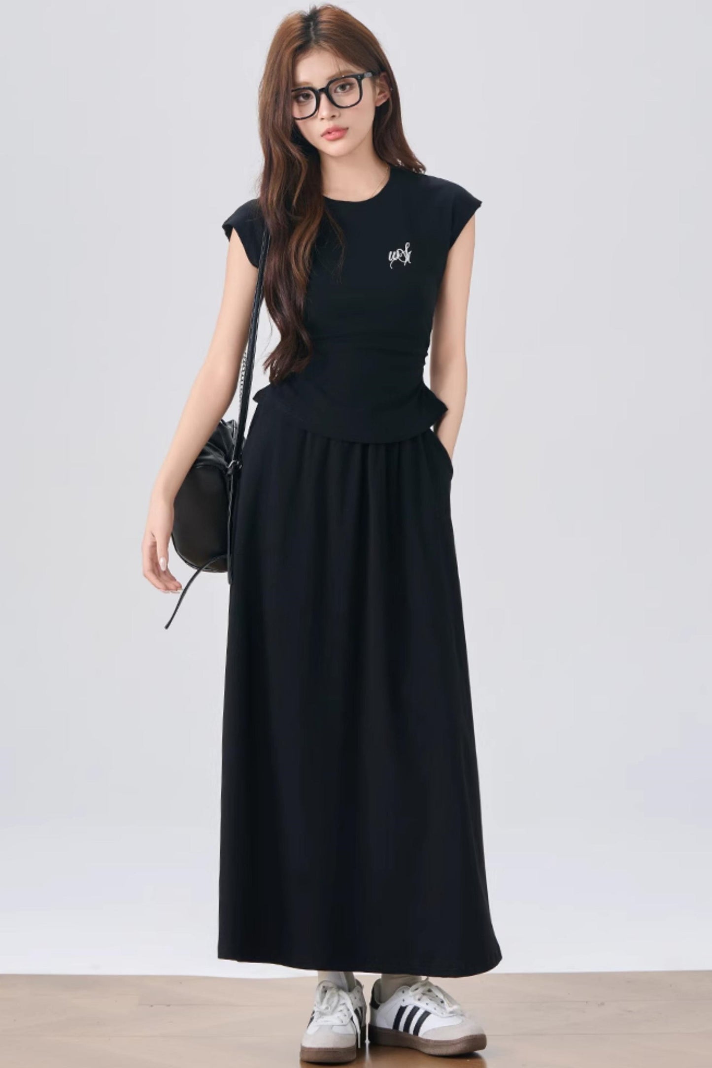 Flowy Sleeve Top And A-Line Skirt Set-Up