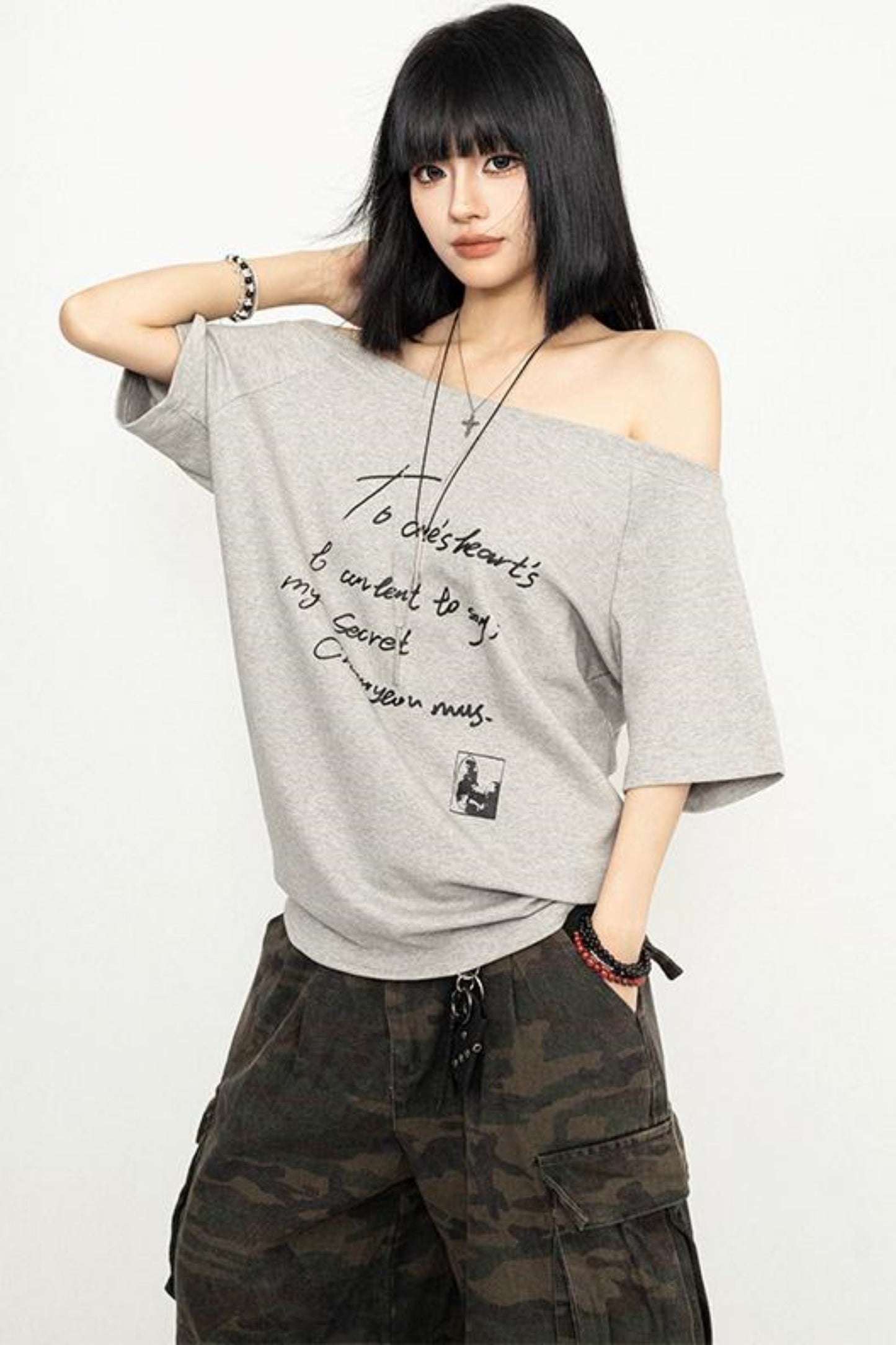 Y2K Off-Shoulder T-Shirt