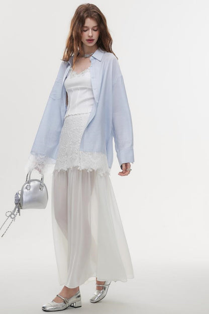 Lace-Trimmed Casual Shirt