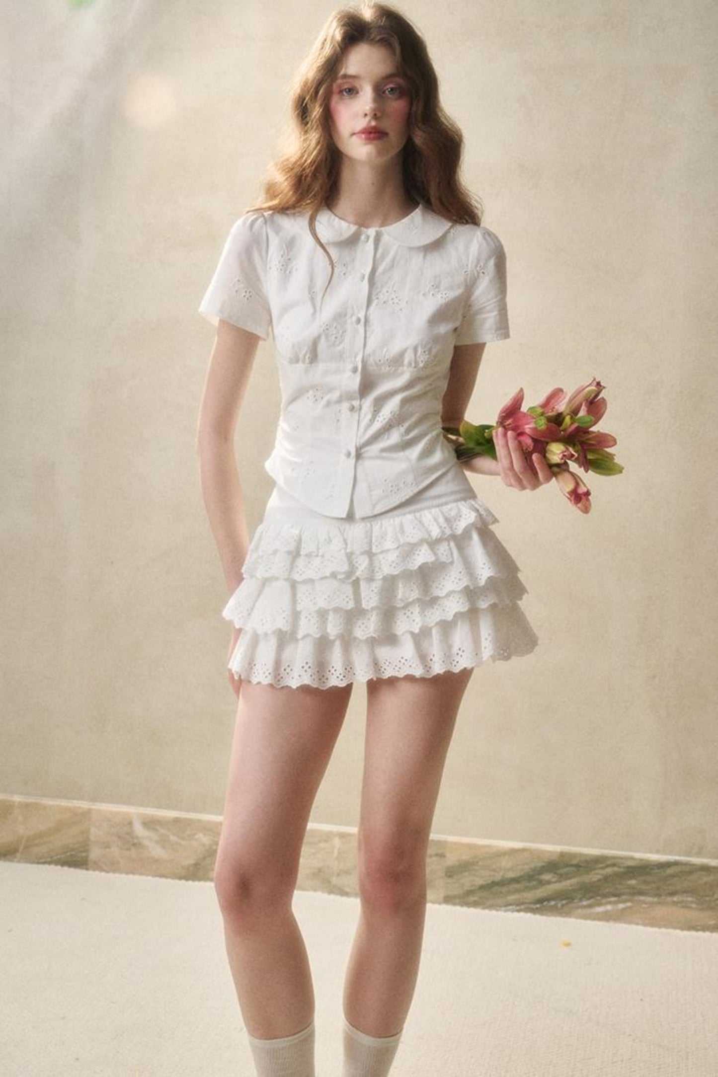 White Mint Cotton Lace Set-Up