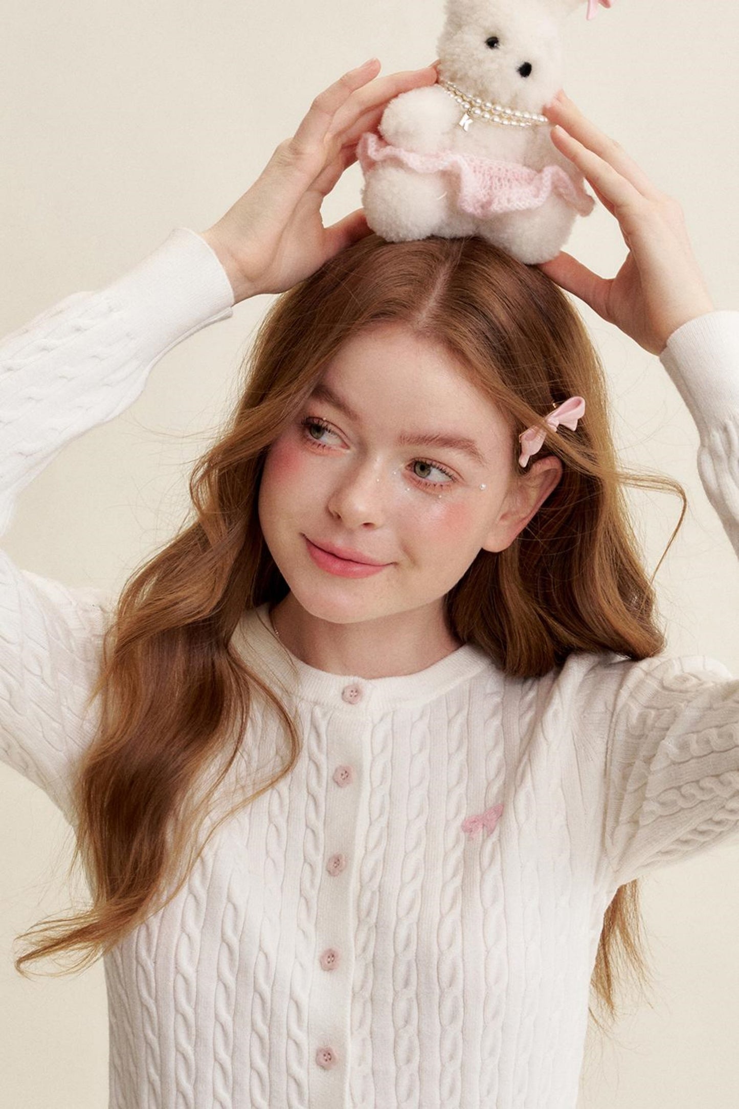 Lace Trim Bow Knit Cardigan