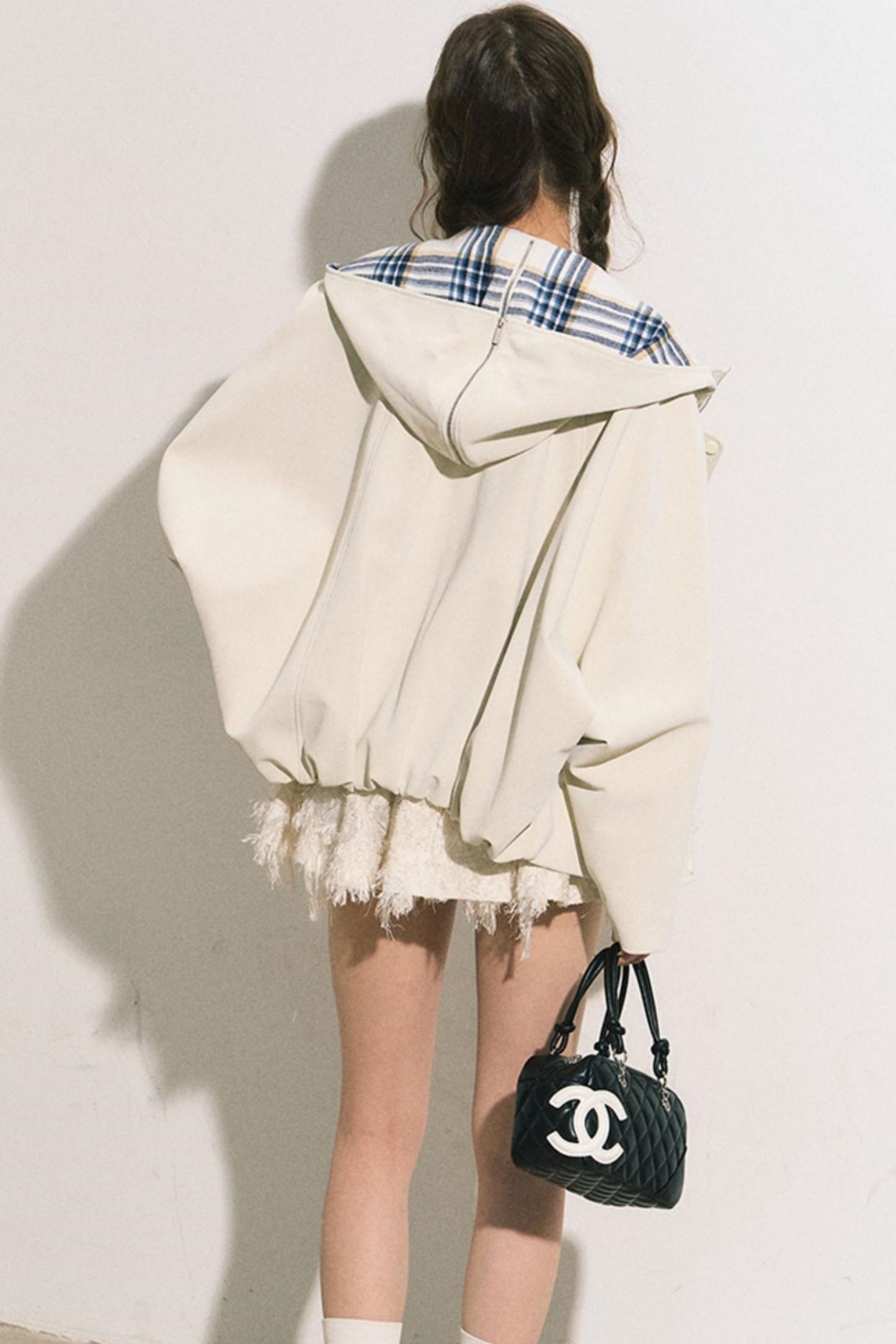 Navy Hooded Trench Coat