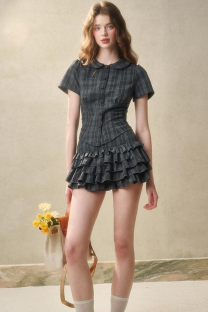 Lace Waist Check Shirt Set-Up