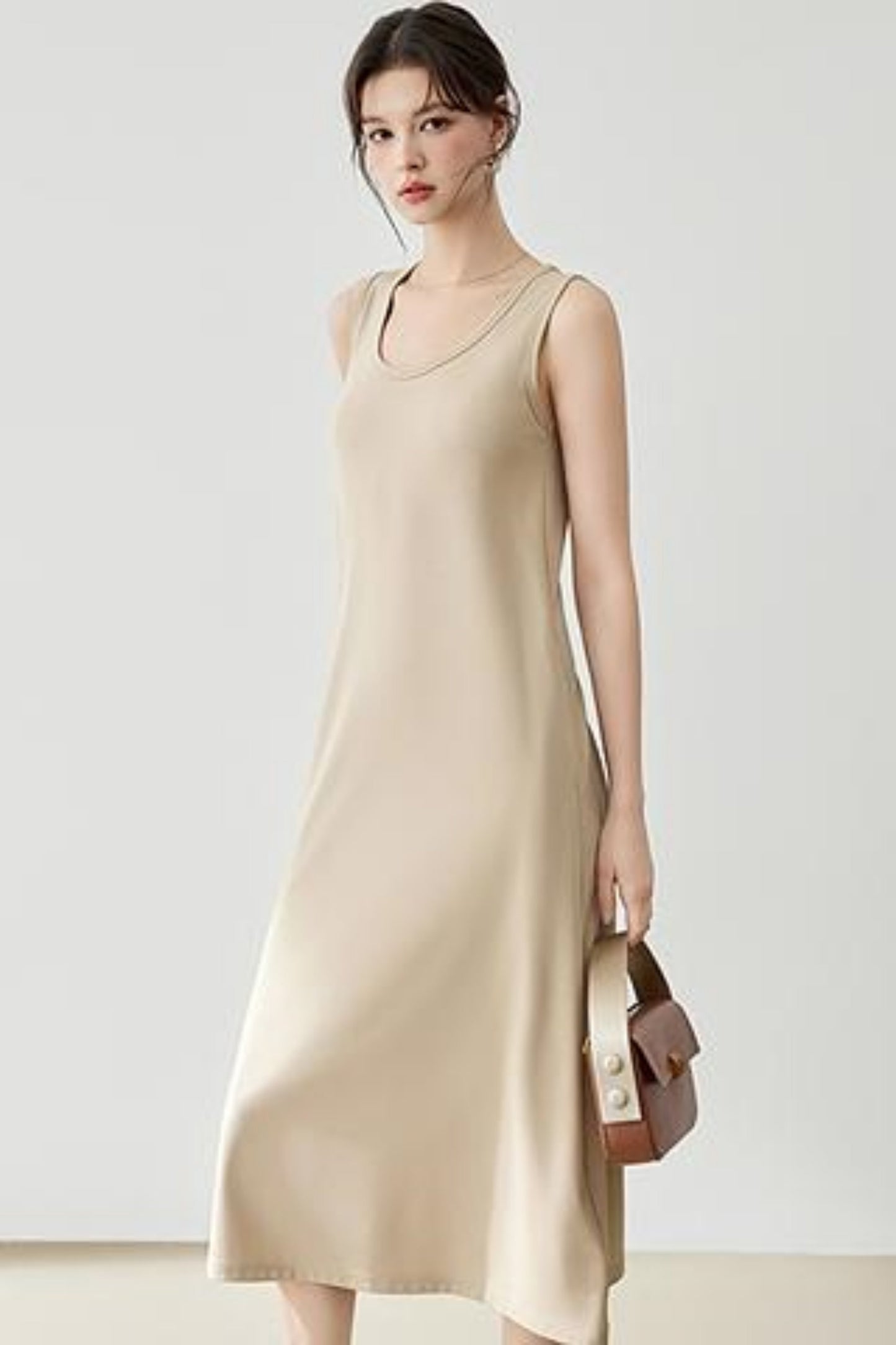 Flowy Knit Fabric Maxi Dress