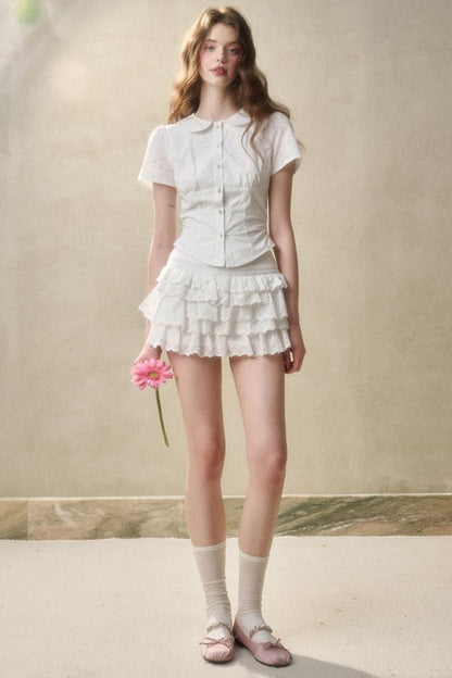 White Mint Cotton Lace Set-Up