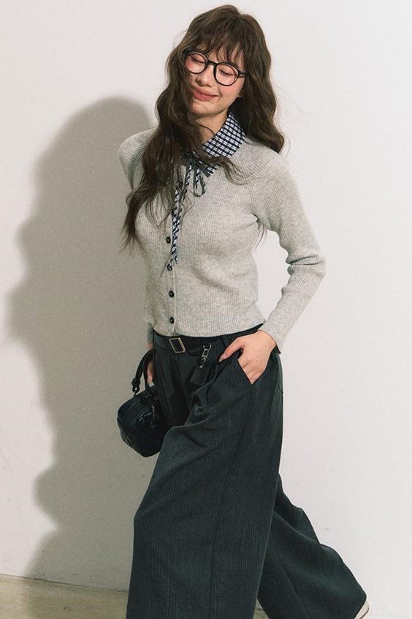 Slim Gray Knit Cardigan